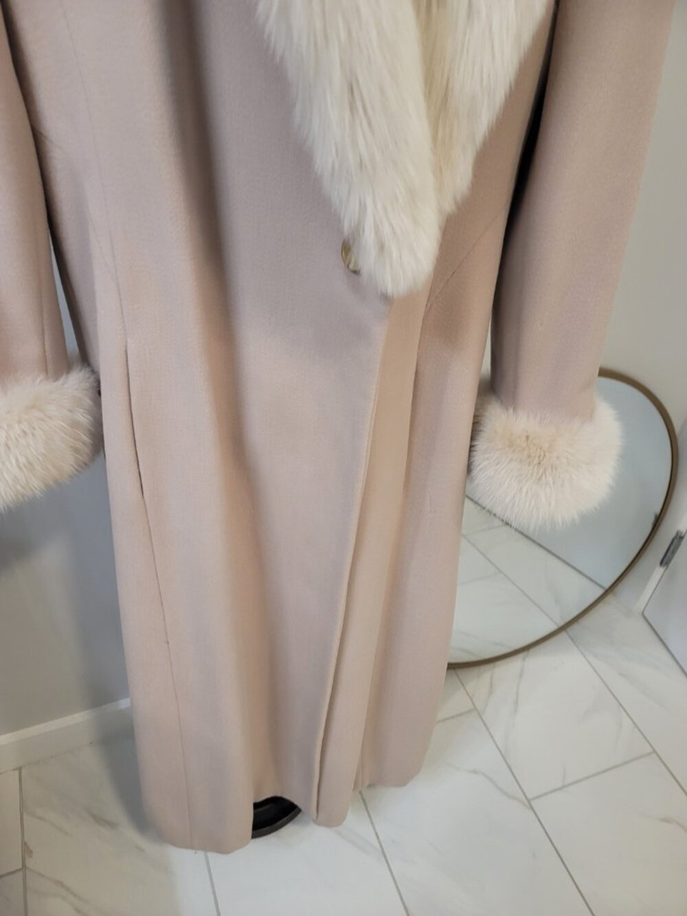 VTG Steve by Searle Faux Fur  Blend  Long Coat Women Sz 4 Beige - Picture 3 of 8